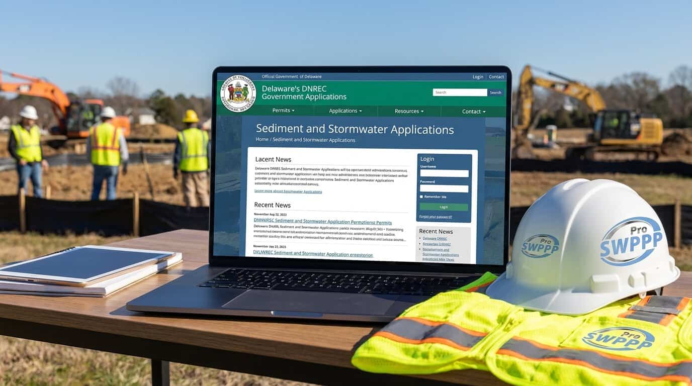 Screenshot of Delaware DNREC Sediment and Stormwater Applications portal homepage