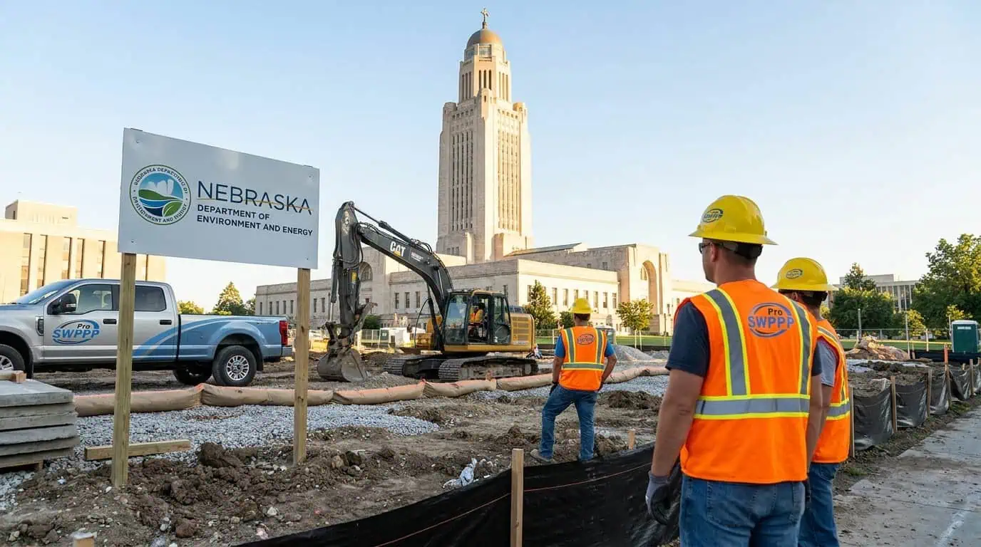 Image: Nebraska DWEE logo and state capitol building representing regulatory authority