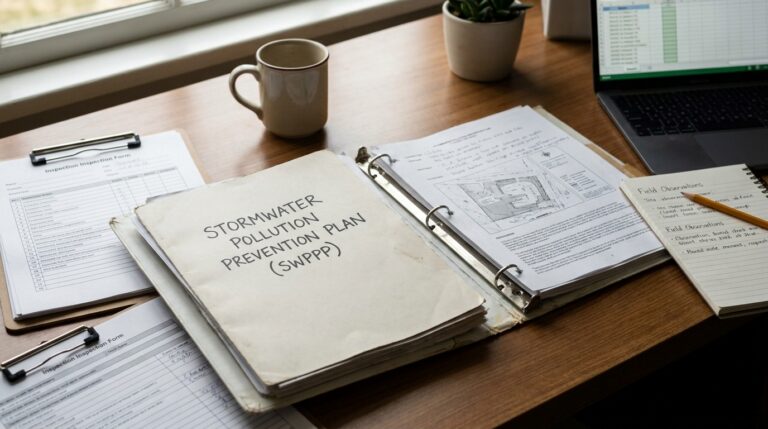 Completed inspection documentation with SWPPP binder